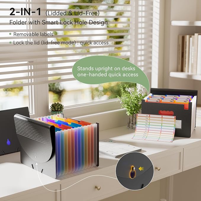 ThinkTex Expanding File Folder 12 Pockets Accordion File Organizer/Portable - Image 3