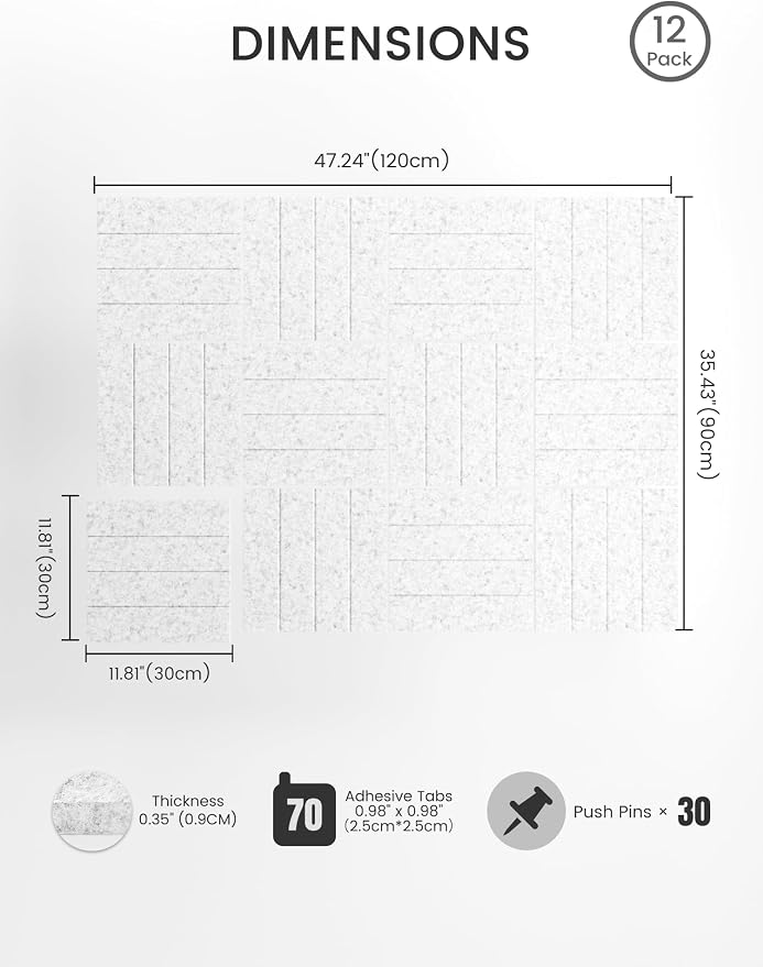 Bumusty Large Cork Board Alternative-48 x 36" Felt Bulletin Board Tiles - Image 2