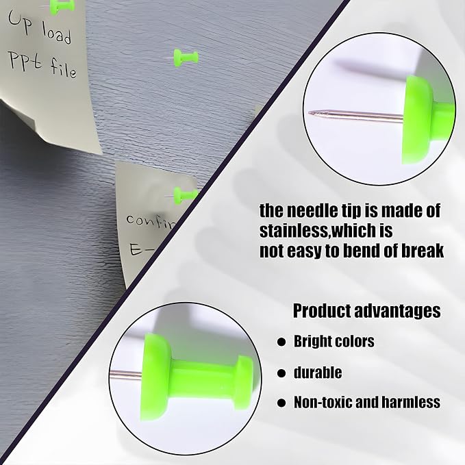 VAPKER Push Pins Tacks 120Pcs Solid Green Thumb Tacks Larger Size Pin Map Tacks - Image 3
