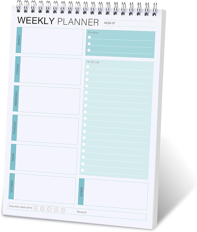 Weekly Planner Notepad, Spiral To Do List Undated Planning Pad, Weekly Organizer by KAICNPAPER