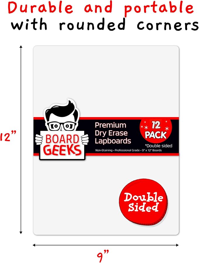 Board Geeks Bigtime 12 Pack 9x12 Classroom Whiteboards - Image 3