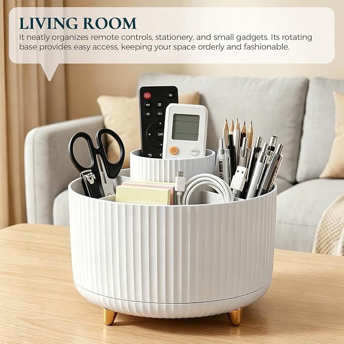 KONVINIT Pencil Pen Holder for Desk, 5 Slots 360-Degree Rotating Desktop - Image 8