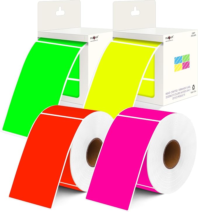 PARLAIM 5 x 3 inch Rectangle Colored Inventory Stickers by PARLAIM
