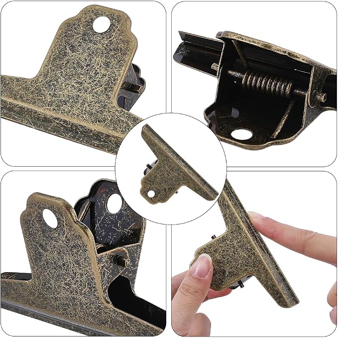 CRASPIRE 2Pcs Metal Bulldog Clips Vintage Large 4 in Bull Journal Clamps - Image 6