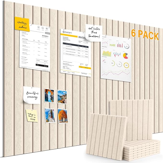 Large Felt Bulletin Board，36" x 24" 6 Pack Cork Board Alternative by ANWEOR