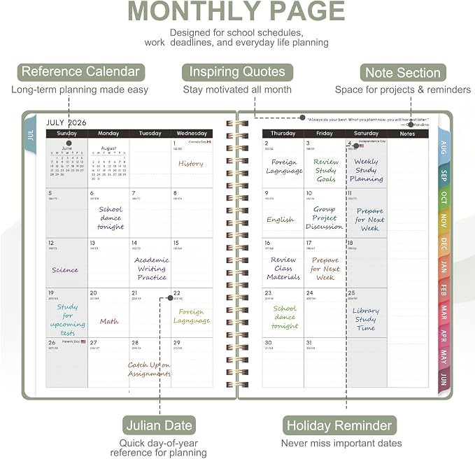 Planner 2026-2027, Academic Weekly and Monthly Calendar Planner, July 2026 - Image 3
