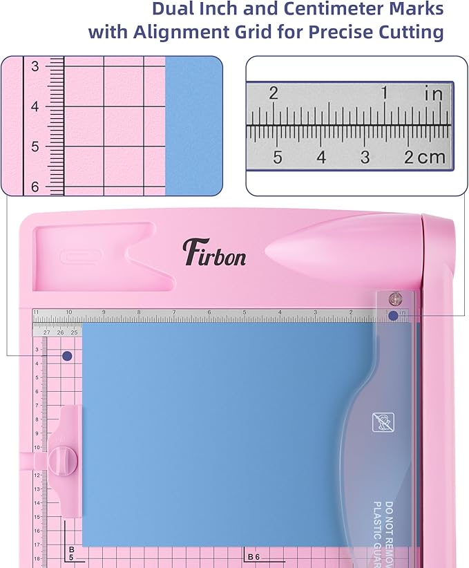 Firbon 12" Guillotine Paper Cutter, Heavy Duty 30-Sheet Capacity Trimmer for Cardstock, Photos, Scrapbooking, Office, Classroom, Studio (Pink)-DeskLoop Office