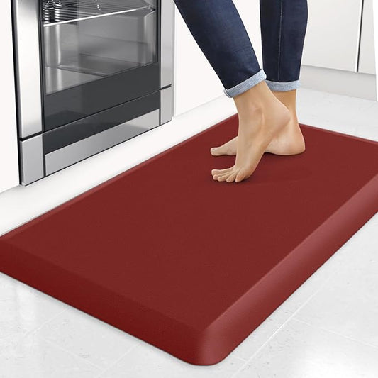 4/5 Inch Thick Kitchen Mats for Floor, StepRite Kitchen Rug for Standing Desk, Non-Slip, Thicker, Stain Resistant, Waterproof, Comfort Anti Fatigue Floor Mat for Home, Kitchen, Office - Red,32 * 20''-DeskLoop Office
