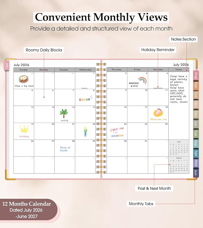 Academic Planner 2026-2027, Hardcover Leather Weekly and Monthly Calendar - Image 2