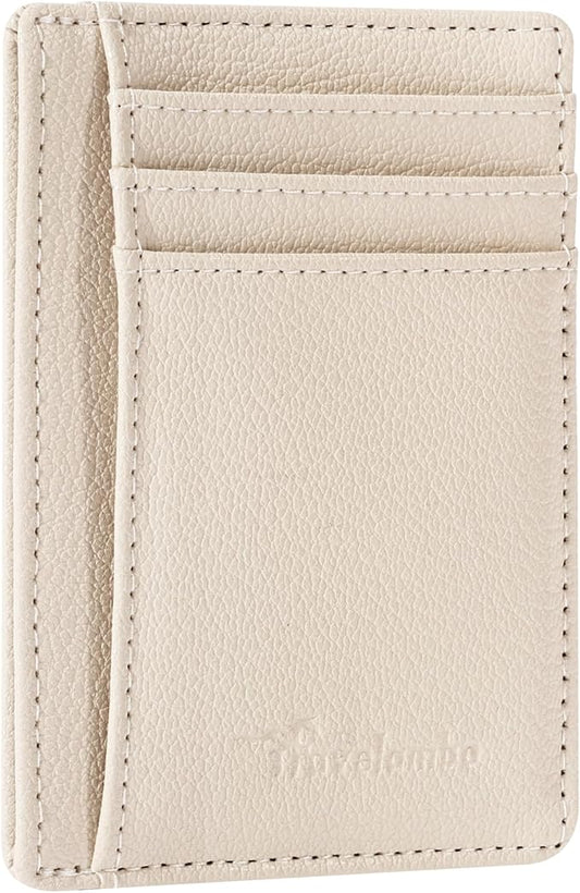 Travelambo Front Pocket Minimalist Leather Slim Wallet RFID Blocking Medium Size by Travelambo