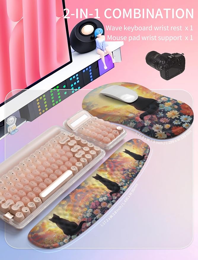 Hokafenle 2in1 Combination, Wave Keyboard Wrist Rest and Ergonomic Curvature - Image 5