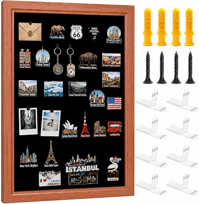 Magnet Board for Wall, 19.7 x 31.5 in Framed Magnetic Display Board, No-Drill by Unknown