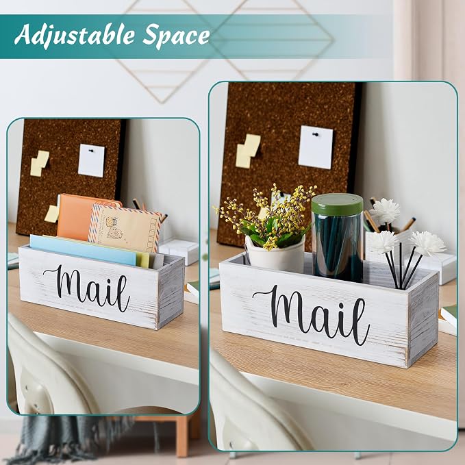 DRASTAR Mail Organizer Countertop, Mail Holder Wall Mount, Retro White Mail - Image 6