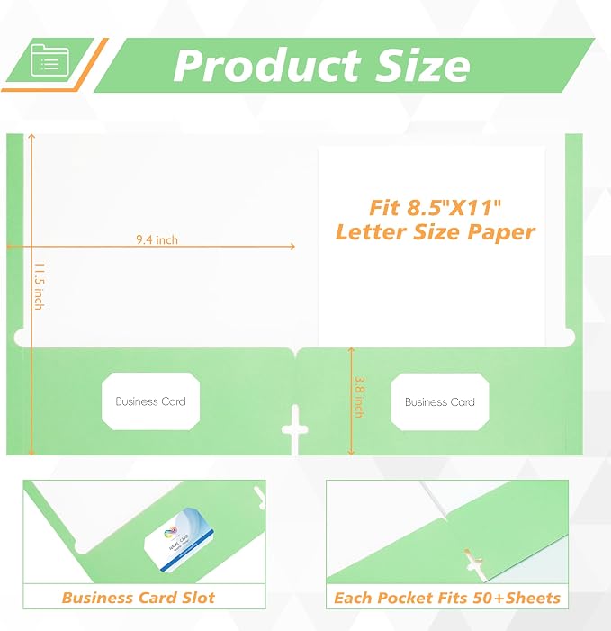 50 Packs Two Pocket Folders, Two Pocket File Folders - Image 2