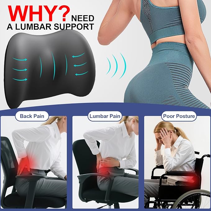 Cooling Lumbar Support Pillow for Car, Memory Foam Car Seat Back Support Pillow - Image 5