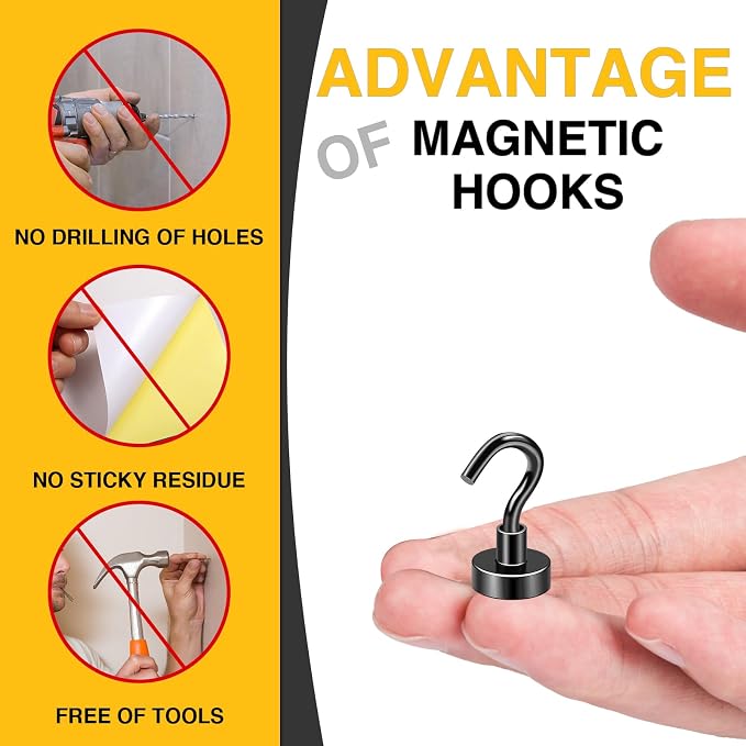DIYMAG Magnetic Hooks for Refrigerator, Extra Strong Cruise Hook, Heavy Duty - Image 3