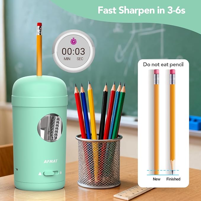 AFMAT Electric Pencil Sharpener, Fully Automatic Pencil Sharpener - Image 7