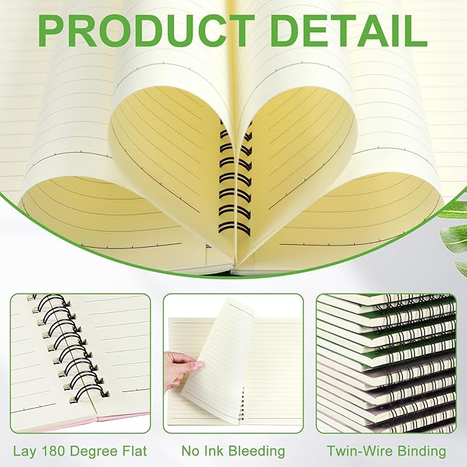 Yahenda 18 Pcs Spiral Notebook Bulk A5 Journal Lined 8.3'' x 5.5'' Writing Composition Paper Small Notepad Subject Notebook for Students Office Business Back to School Supplies (Pink,Light Green)-DeskLoop Office