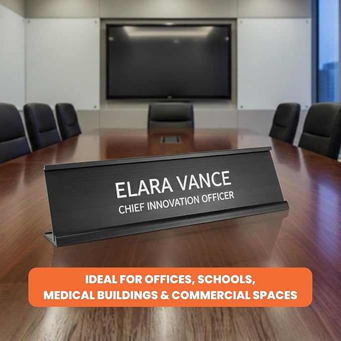 2" x 8" Aluminum Office Desk Nameplate Sign Holder 10 Pack - Image 9