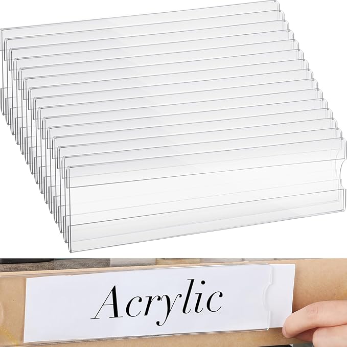 15 Sets 2 x 8 Inch Acrylic Wall Name Plate Holder Clear Plastic Sign Holder by Yulejo
