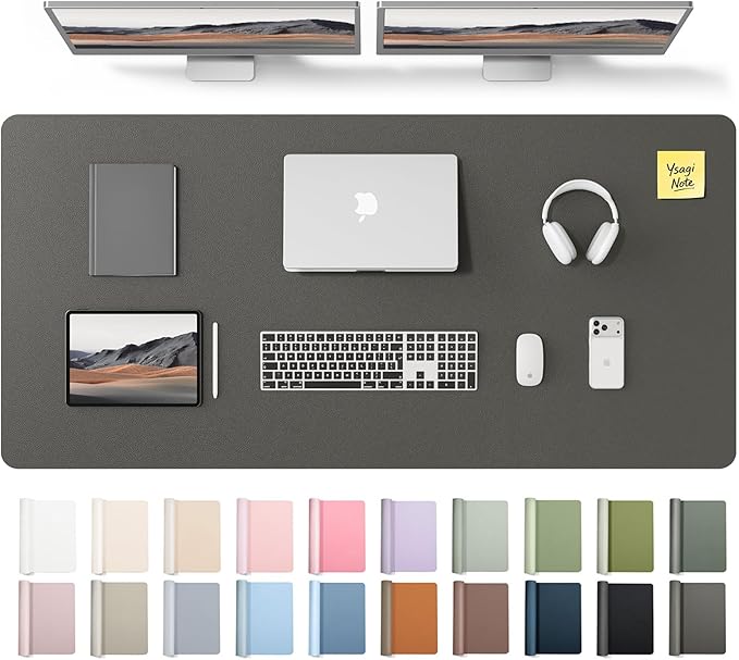 YSAGi Leather Desk Pad Protector, Office Desk Mat, Large Mouse Pad, Non-Slip PU by YSAGi