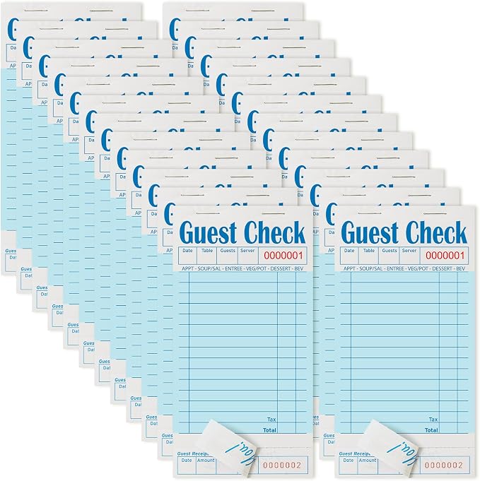 ZPARIK 24 Pack Blue Guest Checks Books by ZPARIK