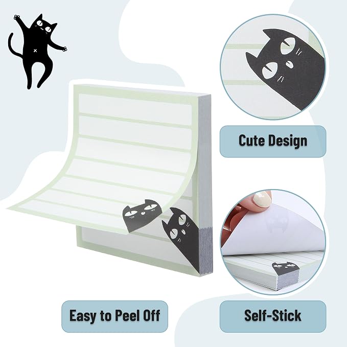 Mr. Pen- Black Cat Sticky Notes Set, 6 Pads, 480 Sheets | Black Cat Sticky Notes - Image 4