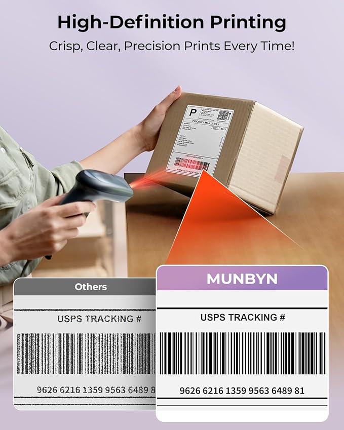 MUNBYN Bluetooth Thermal Label Printer, 130B Wireless 4x6 Shipping Label Printer for Shipping Packages Small Business Office or Home, Compatible with iPhone Android iPad Windows macOS Chrome Etsy eBay-DeskLoop Office
