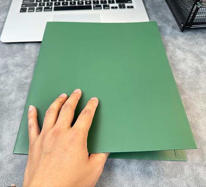 BIBRADAA® 50 Packs Dark Green Pocket Folders, Paper Folder Surface - Image 3