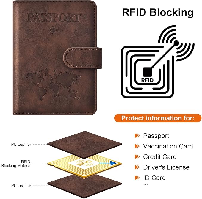 Eoehro Passport Holder for Travel Essentials, Passport Wallet Cover Case for - Image 4