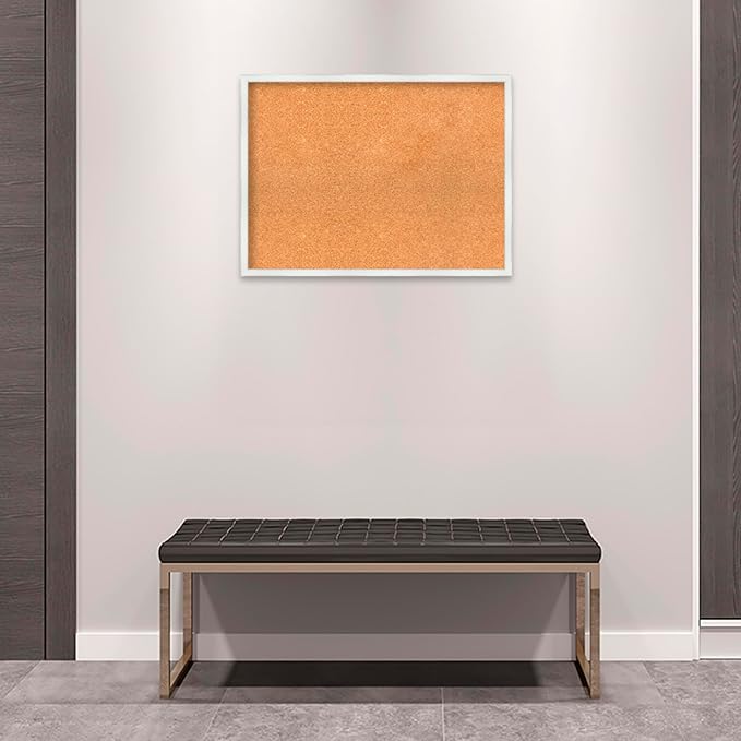 Amanti Art Natural Cork Board for Wall, 23x31 Vision Board with White Frame, Large Corkboard Office Decor for Home Organization, Country Rustic Corkboard Pinboard to Display Items for Home-DeskLoop Office