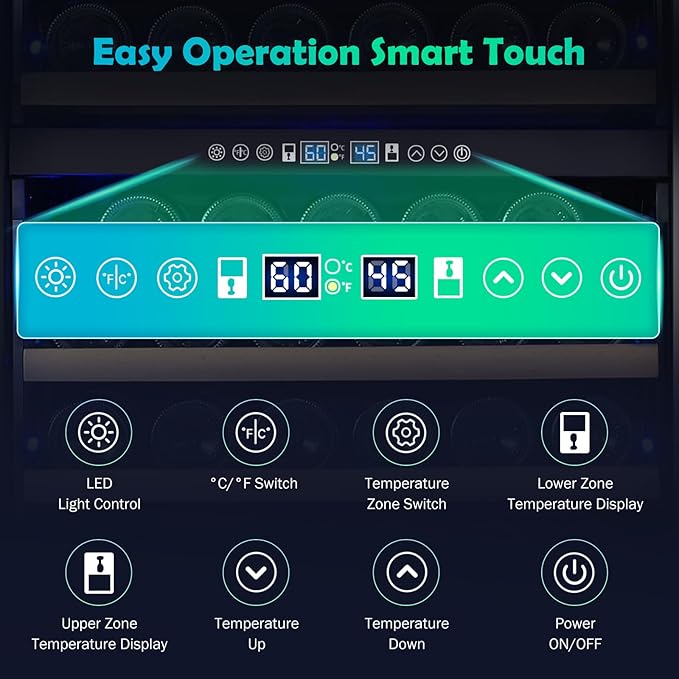 200 Bottle Dual Zone Wine Fridge – 24 Inch Large Capacity Wine Cooler Refrigerator Freestanding/Built-In with Upgraded Compressor, Low-Noise Wine Cellar & Intelligent Temperature Control - Black-DeskLoop Office