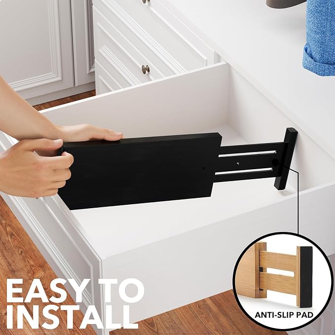 SpaceAid Bamboo 4 Pack Dresser Drawer Dividers, 4.65“ High Adjustable 12.5“-17” - Image 6