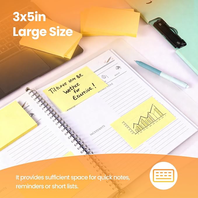 960 Sheets 3 in x 5 in Large Sticky Notes, 76 x 127 mm 6 Pads Assorted - Image 3