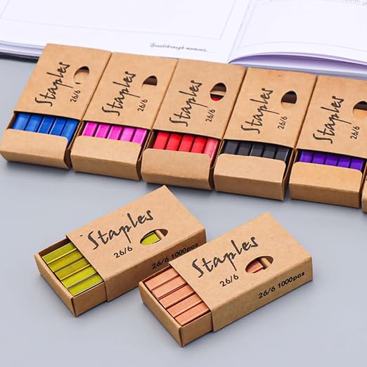 Colored 26/6 Standard Staple Set 12mm Width 1000/Box 7 Boxes/Pack 7000 Count - Image 2