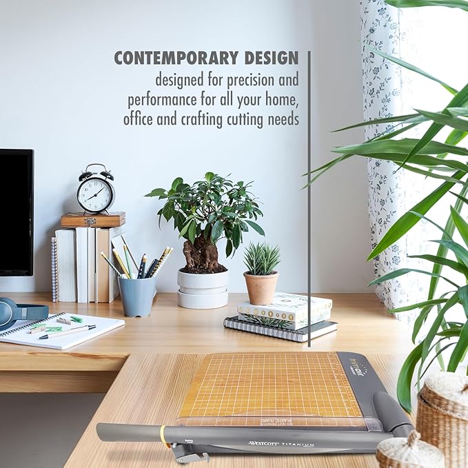 Westcott 15'' TrimAir Wood Guillotine Paper Cutter & Paper Trimmer, 30 Sheet (15107)-DeskLoop Office