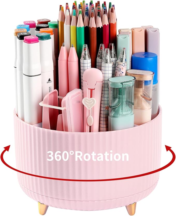 Desk Pencil Pen Holder, 5 Slots 360°Degree Rotating Organizers by EDENMS