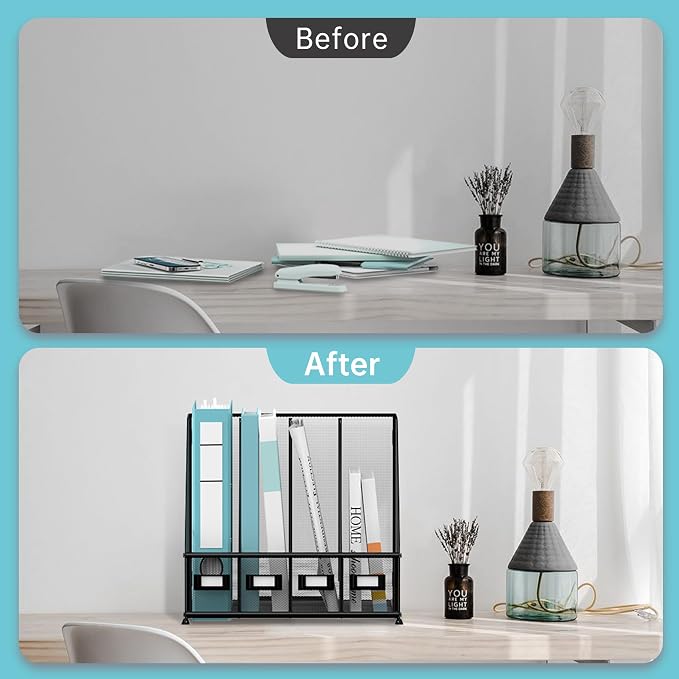 SUPEASY Magazine File Holder, Binder Holder Metal Desk Organizer - Image 5