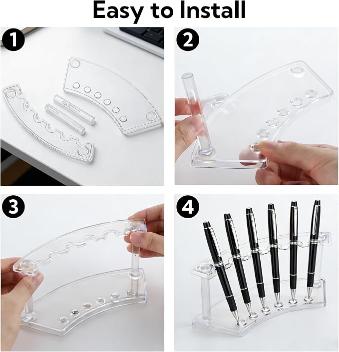 SOUJOY 8 Pack Acrylic Pen Display Stand, 6-Slot Pen Holder Rack, Eyebrow Pen - Image 3