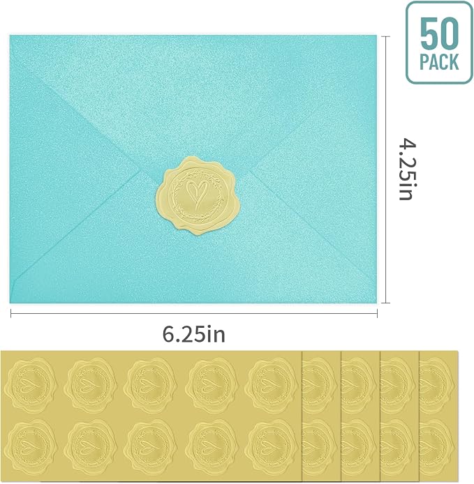 50 PCS 4x6 Pearl Blue Envelopes - Image 2