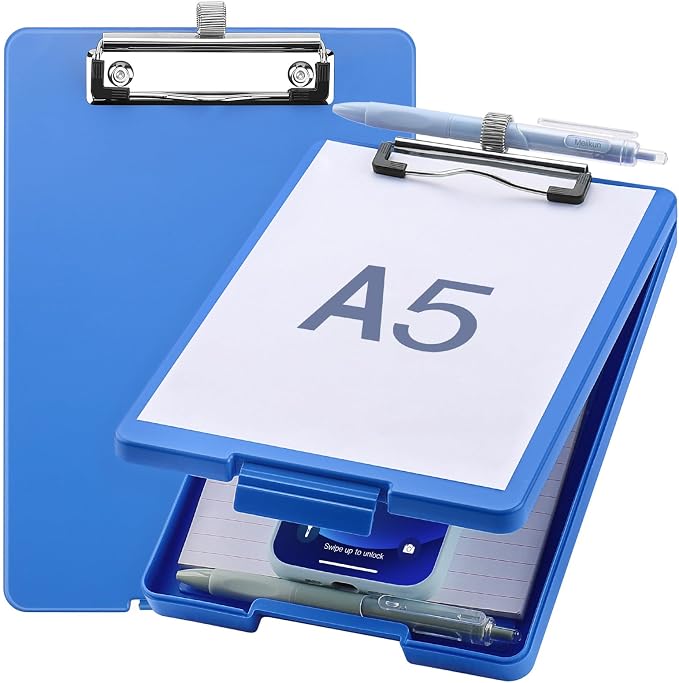 Meiikun Small Clipboard with Storage, A5 Clipboards with Pen Holder, Half by Meiikun