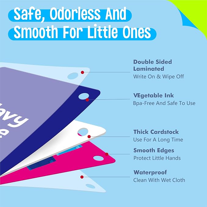 Color & Shape Flashcards, 50 Double-Sided Cards Colorful Cards Educational - Image 3