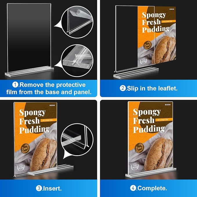 Acrylic Sign Holder 5x7 Inches 24 Pack, Double Sided Clear Display Stand Table - Image 7