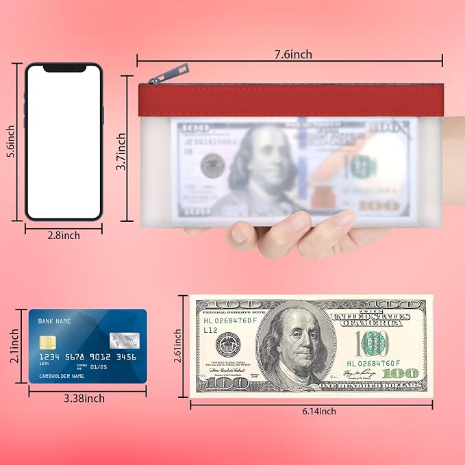 Clear Money Envelopes for Cash 7.6"x3.7" | Money Bags - Image 4