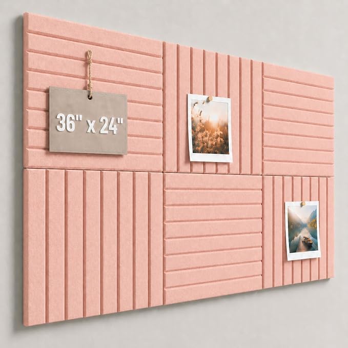 Stripe Felt Bulletin Board Tiles, Cork Board Alternative 24 x 36 in | 0.35 in by CreateYourIdealSpace