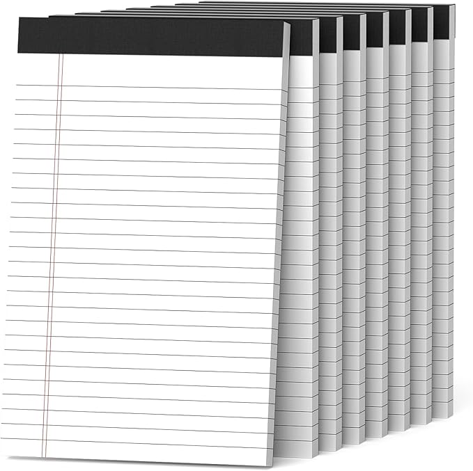 8 Pack Note Pads 5 x 8 Inch Small Legal Pads 5 x 8 White Notepad 5 x 8 Perforated Writing Pads Lined Paper Pads College Ruled Pad Paper 30 Sheets Notebook for Study, To-Do Lists, Office-DeskLoop Office