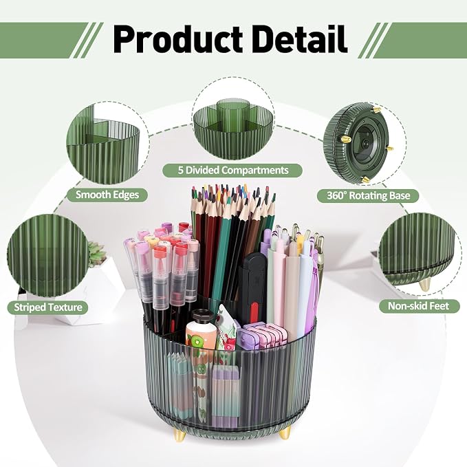 360 Rotating Pen Pencil Holder for Desk, Pen Organizer - Image 5
