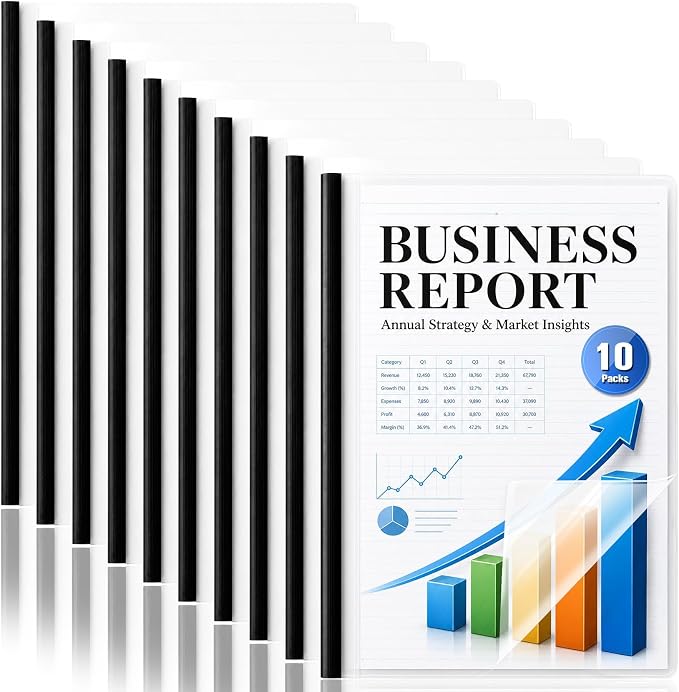 Report Covers with Sliding Bar 10 Packs Clear Report Covers Presentation Folders by ysuwekslu