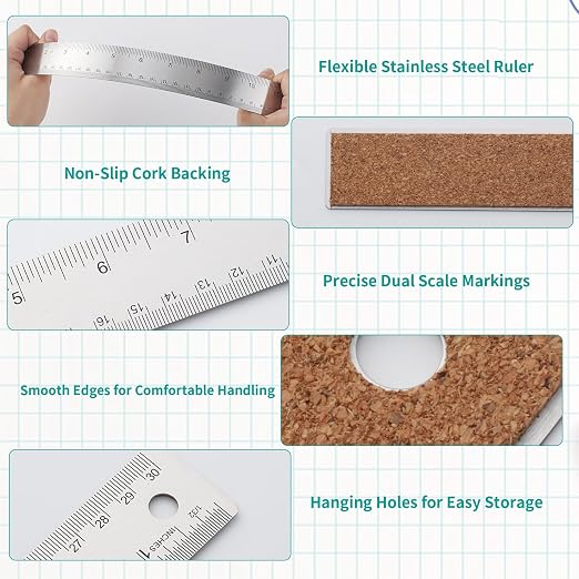 Metal Ruler 12 Inch 18 Inch Stainless Steel Ruler - Image 3