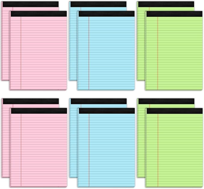 Zaviko 12 Pack Colored Legal Pads 8.5 x 11, Colored Note Pads 8.5 x 11 Wide by Home